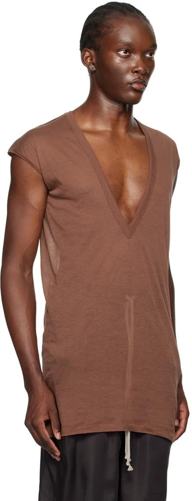 Rick Owens Brown Porterville Deep V SL T-Shirt 4