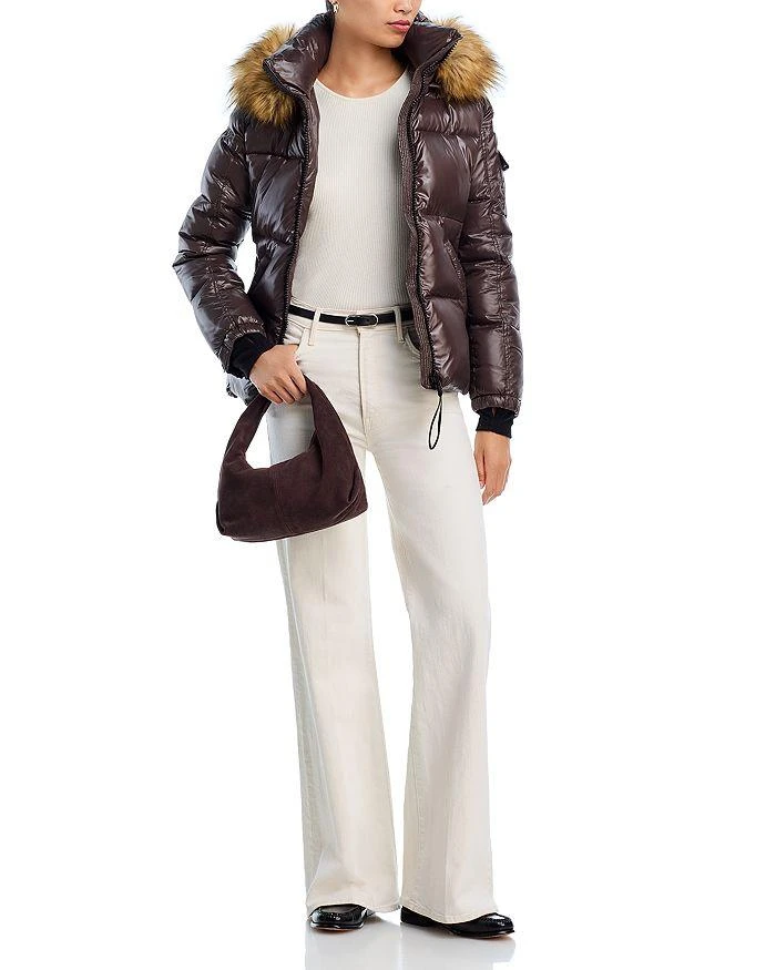 AQUA Gloss Puffer Jacket with Faux Fur Trimmed Hood - Exclusive 2
