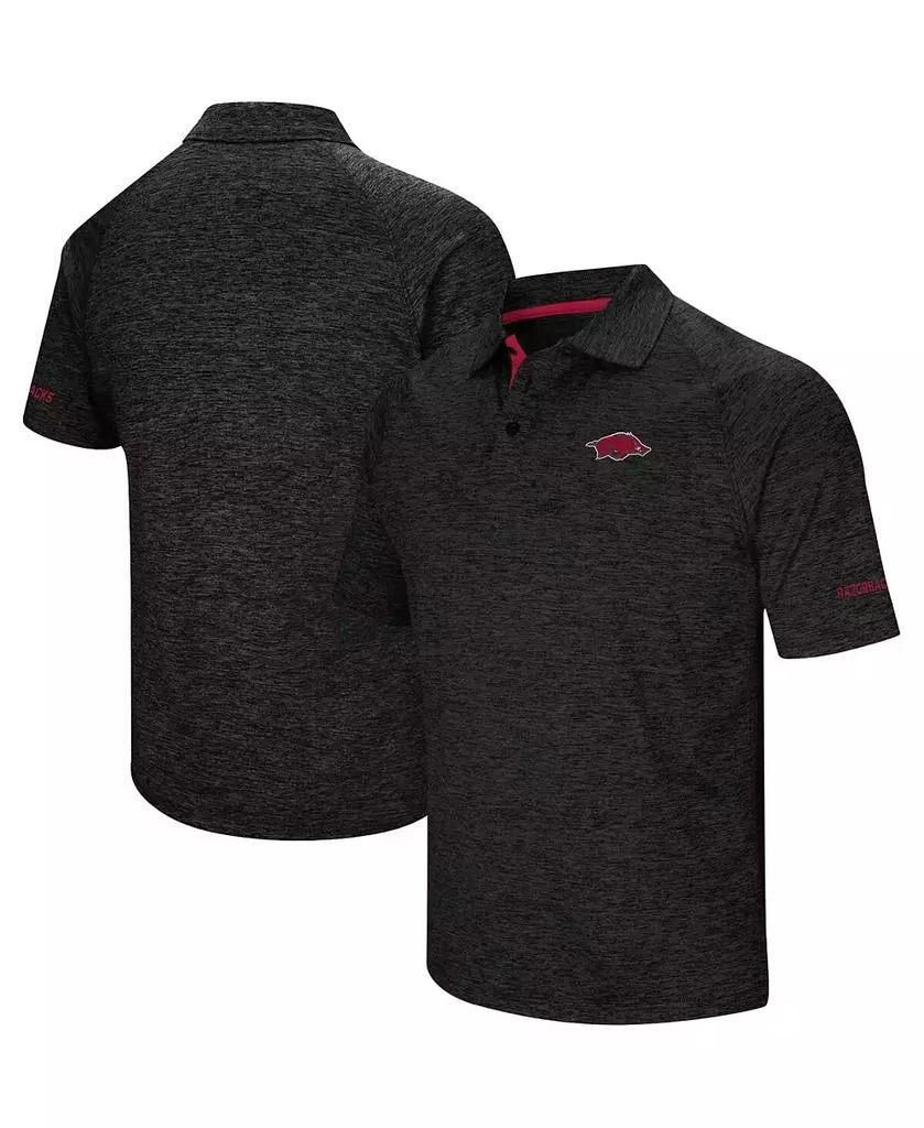 Colosseum Men's Black Arkansas Razorbacks Down Swing Polo Shirt 2