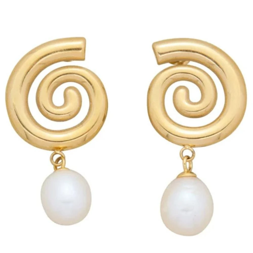 Pompeii3 18k Yellow Gold Plated 1.5" Fresh Water Pearl Push Back Studs