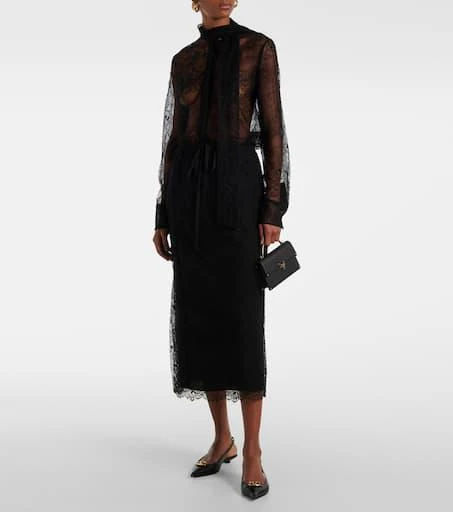 Valentino Scarf-detail floral lace blouse 2