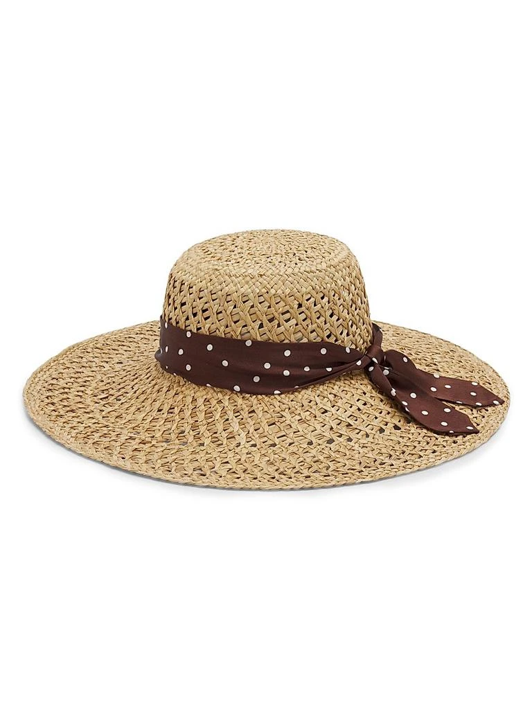 Shop Isla Wide Brim Leather-Trim Linen-Blend Visor on Sale  display picture 3
