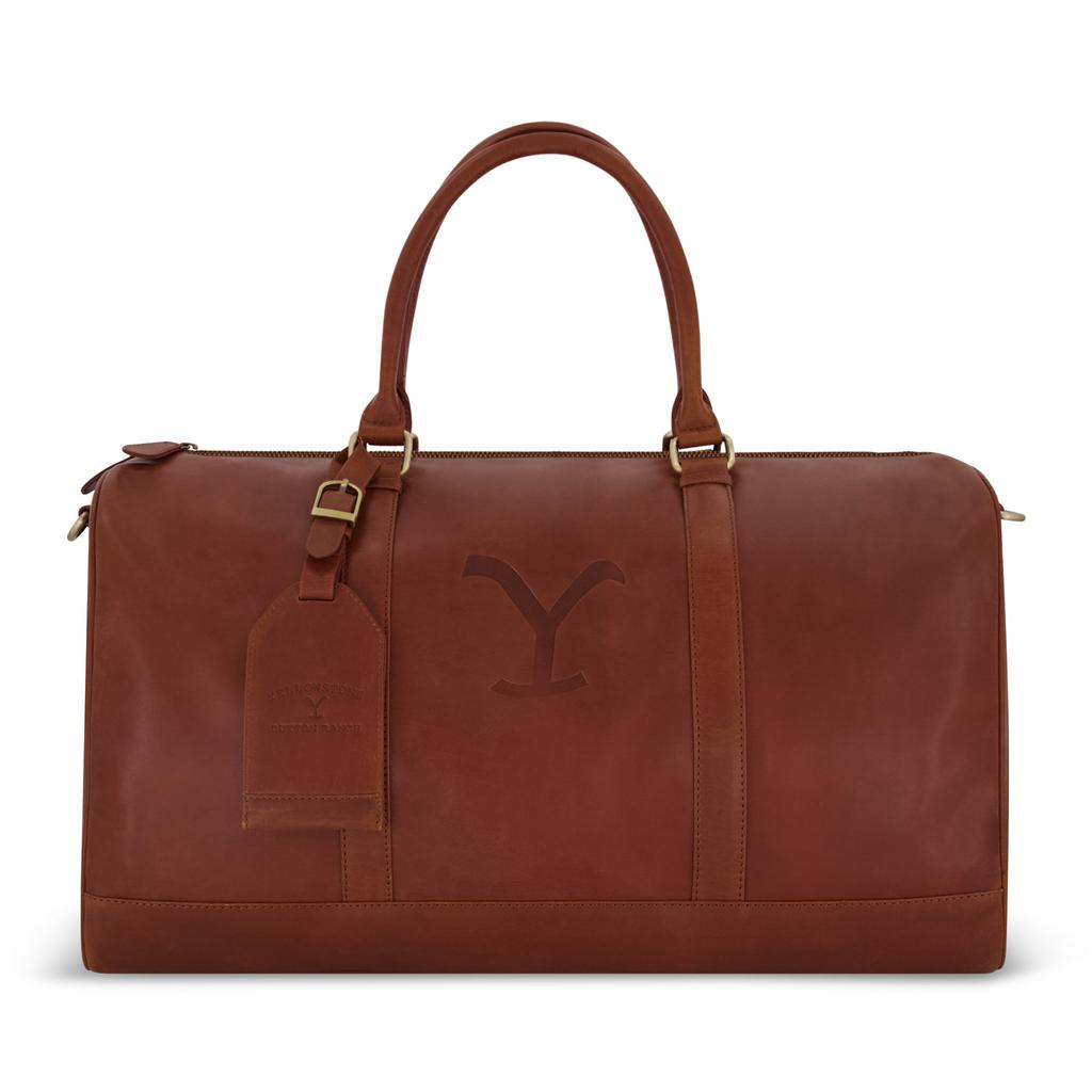 Concept One Yellowstone real leather 21 inch duffle, with burnished gold detailing