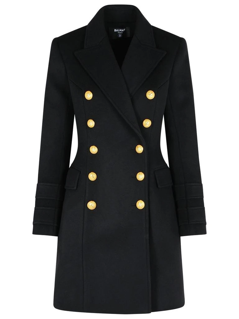 Balmain Balmain Double Breasted Straight Hem Coat from Cettire