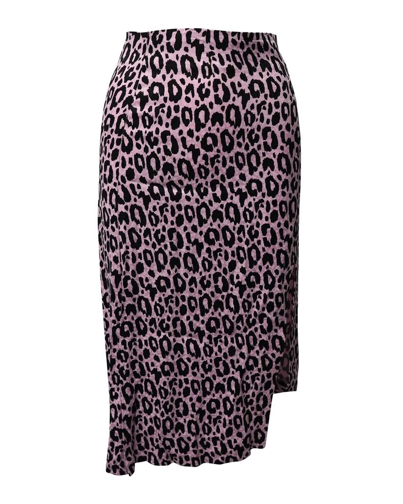Maje Jipanta Leopard Print Front Slit Skirt in Pink Cupro 2