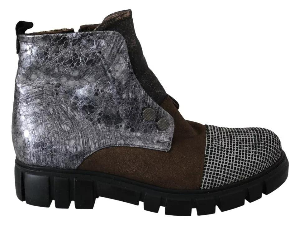 eBARRITO multi Leather Suede Zipper Ankle Boots Women's Shoes (Pre-Owned)