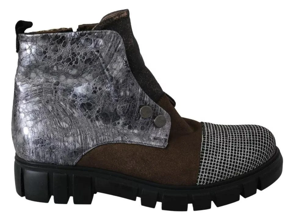 eBARRITO multi Leather Suede Zipper Ankle Boots Women's Shoes (Pre-Owned) 1