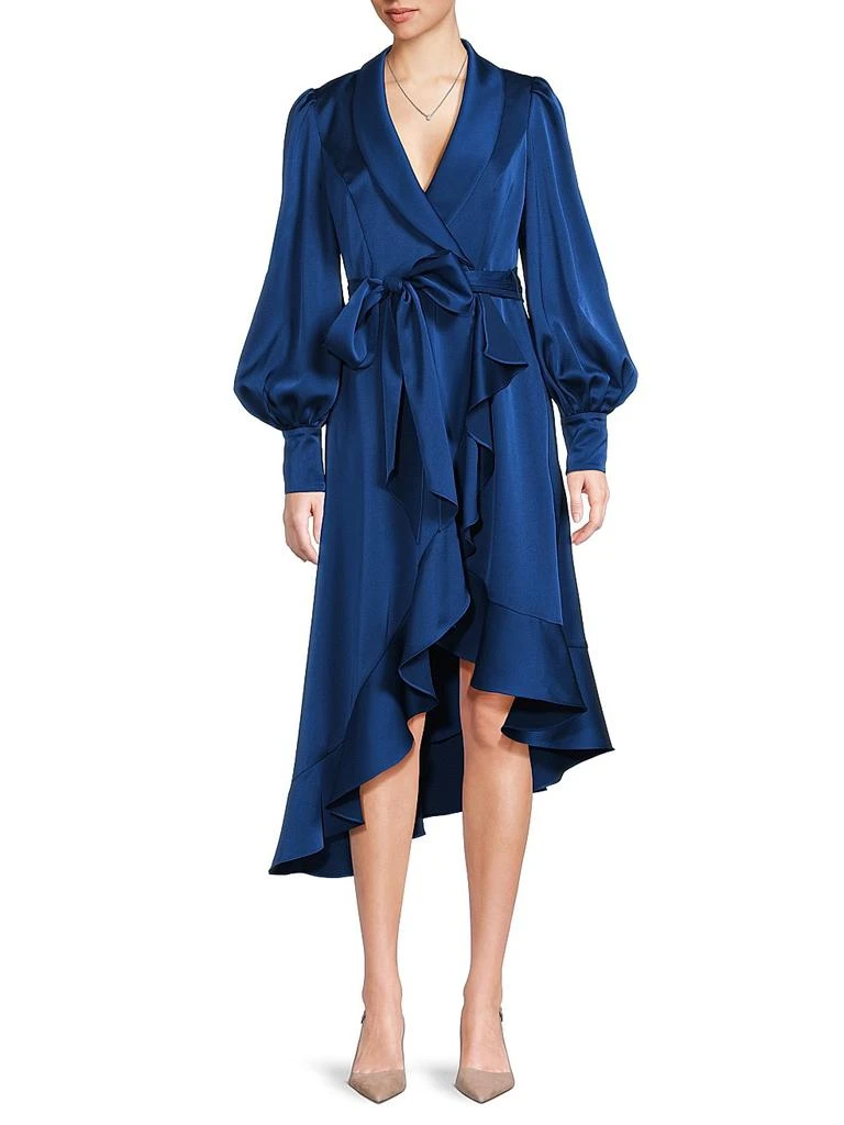 navy blue dress for baby girl B233054 Fashionable Poly Chiffon Wrap Dress with Plunging V-Neckline and  Flowy Skit with Slit main image 0
