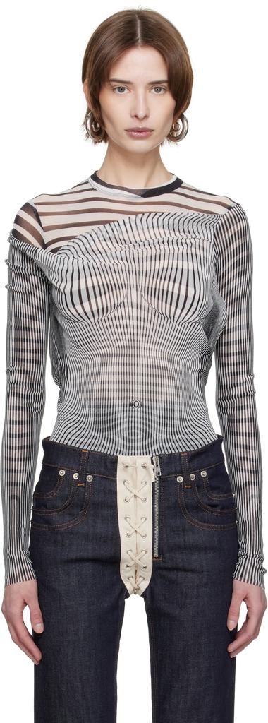 Jean Paul Gaultier White 
Black 
The Draped Body Morphing
 Bodysuit