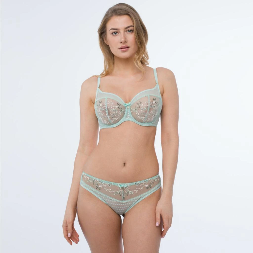 TRUEDAMES Sheer Mesh Embroidered Full Coverage Bra 3
