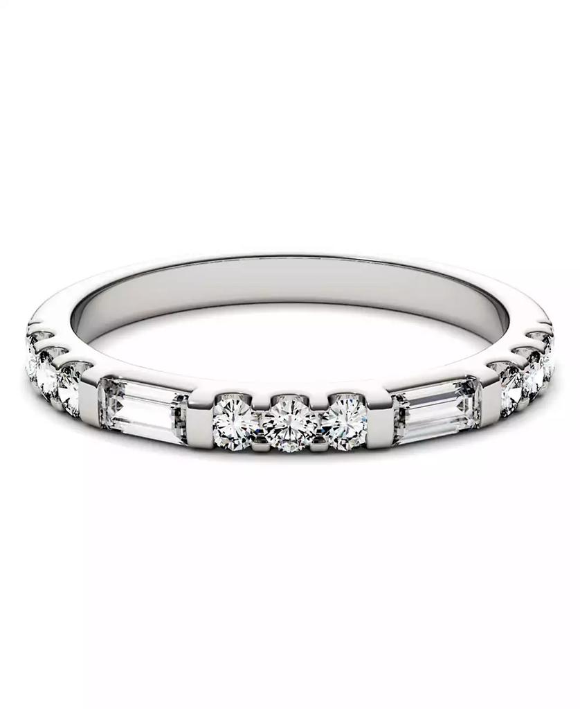Charles & Colvard Moissanite Round and Baguette Stackable Ring (1/2 ct. tw. Diamond Equivalent) in 14k White Gold