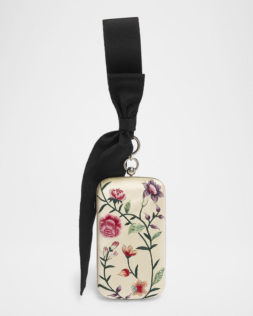 Givenchy Floral-Embroidered Wristlet Clutch Bag in Satin