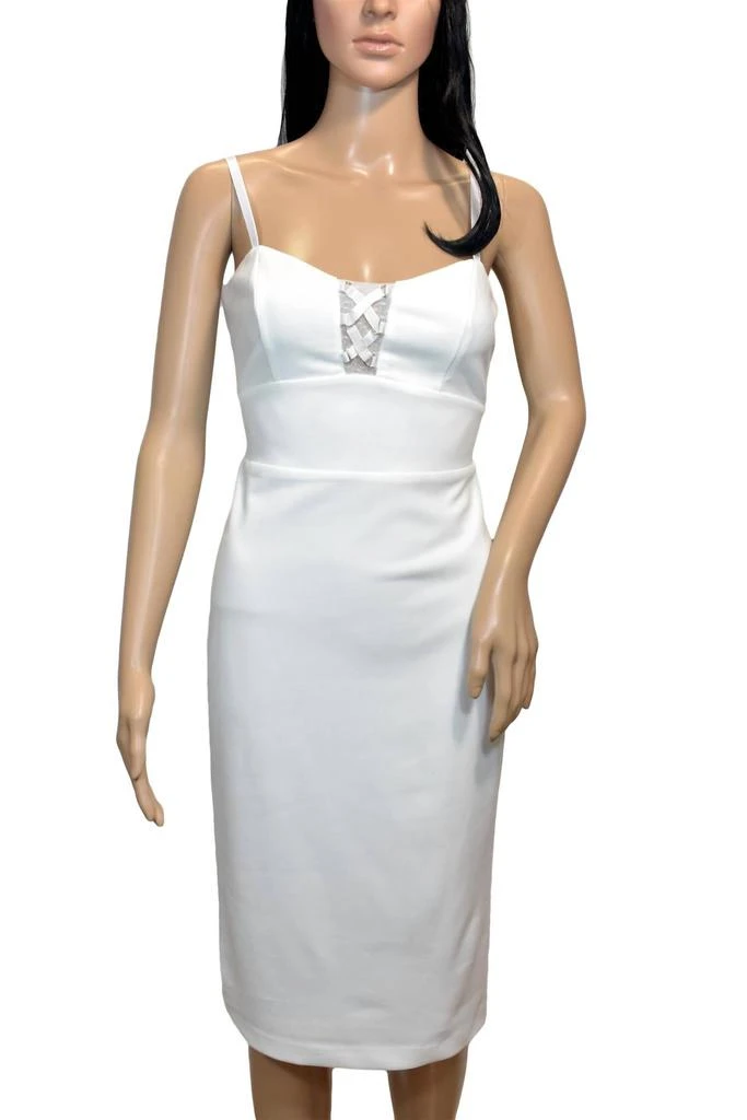 bebe white bodycon dress Bebe Women's Illusion Cutout Cocktail Dress, Ivory, 12