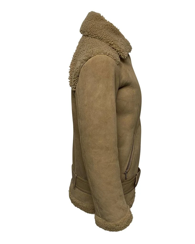 Maje Gombery Shearling Jacket in Beige Suede 3