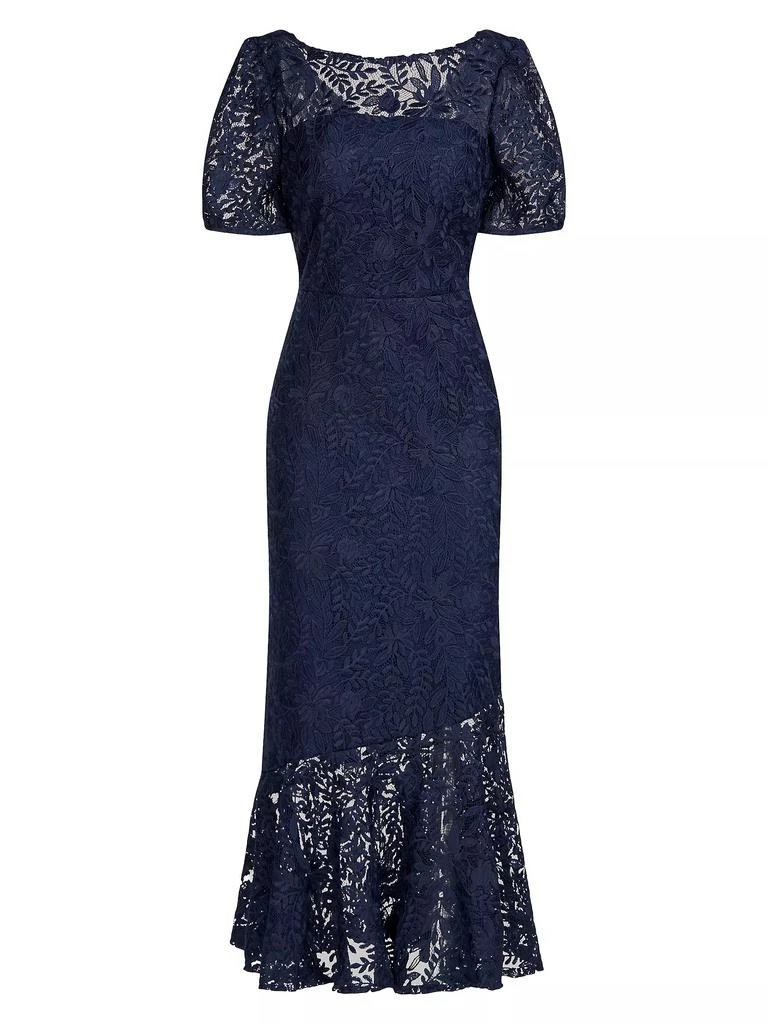 Kay Unger Portia Floral Lace Midi-Dress 1