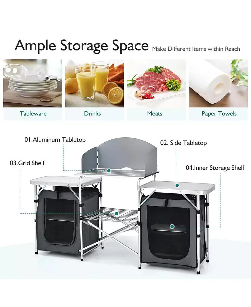 KUYOTQ Folding Camping Table with Storage Organizer 2