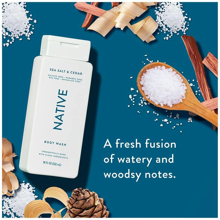 Native Body Wash, Sulfate Free, for Women and Men Sea Salt & Cedar 2
