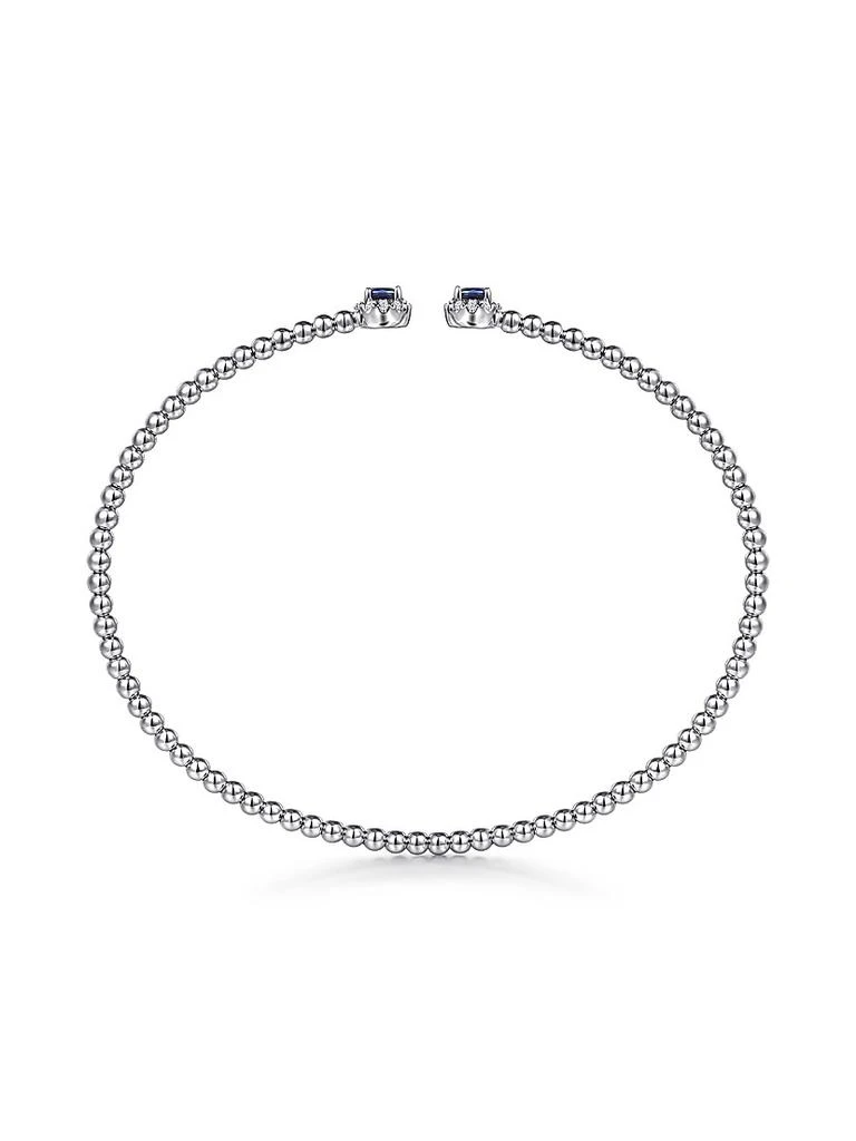 Gabriel 
Co Bujukan 14K White Gold, Blue Sapphire 
0.12 TCW Diamond Cuff Bracelet 4