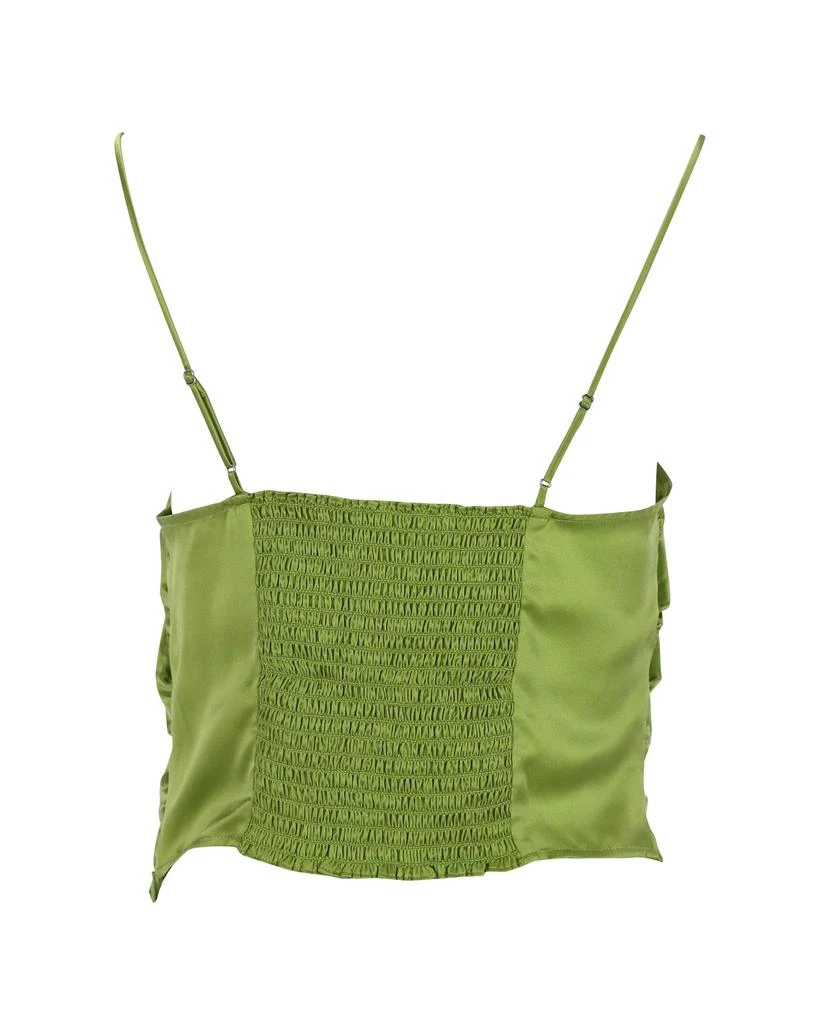 Reformation Ruched Asymmetric Tank Top in Green Silk 3
