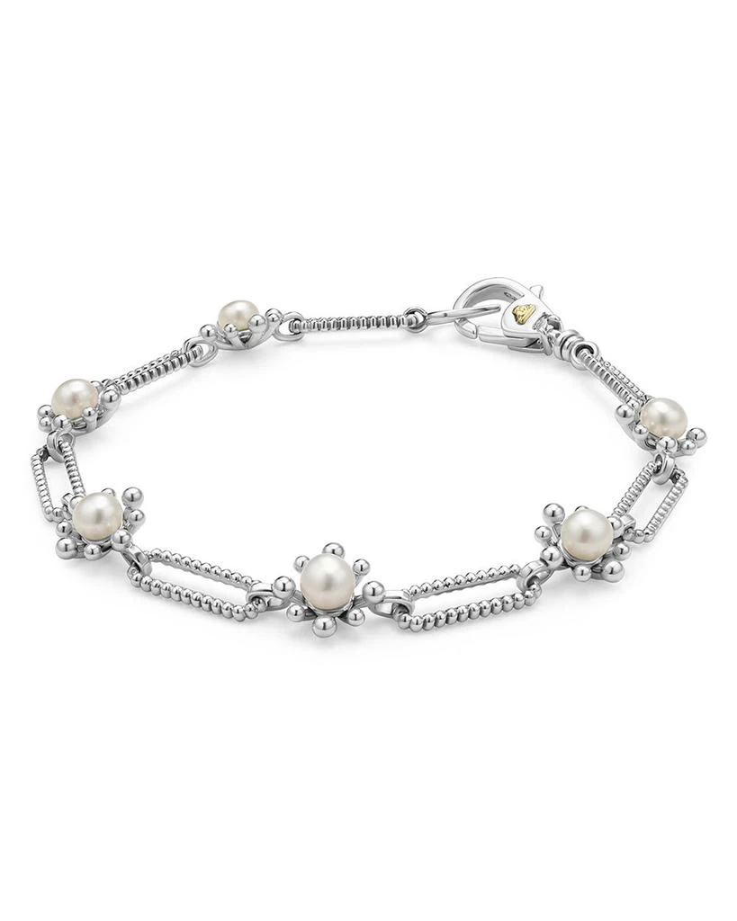 LAGOS Sterling Silver Luna Cultured Pearl Fleur Link Bracelet 3