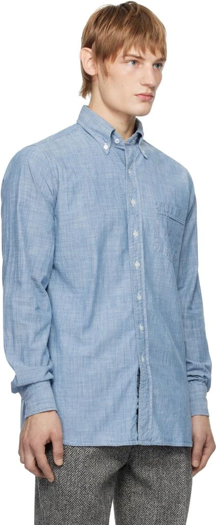 Drake's Blue Cotton Chambray Button-Down Shirt 2
