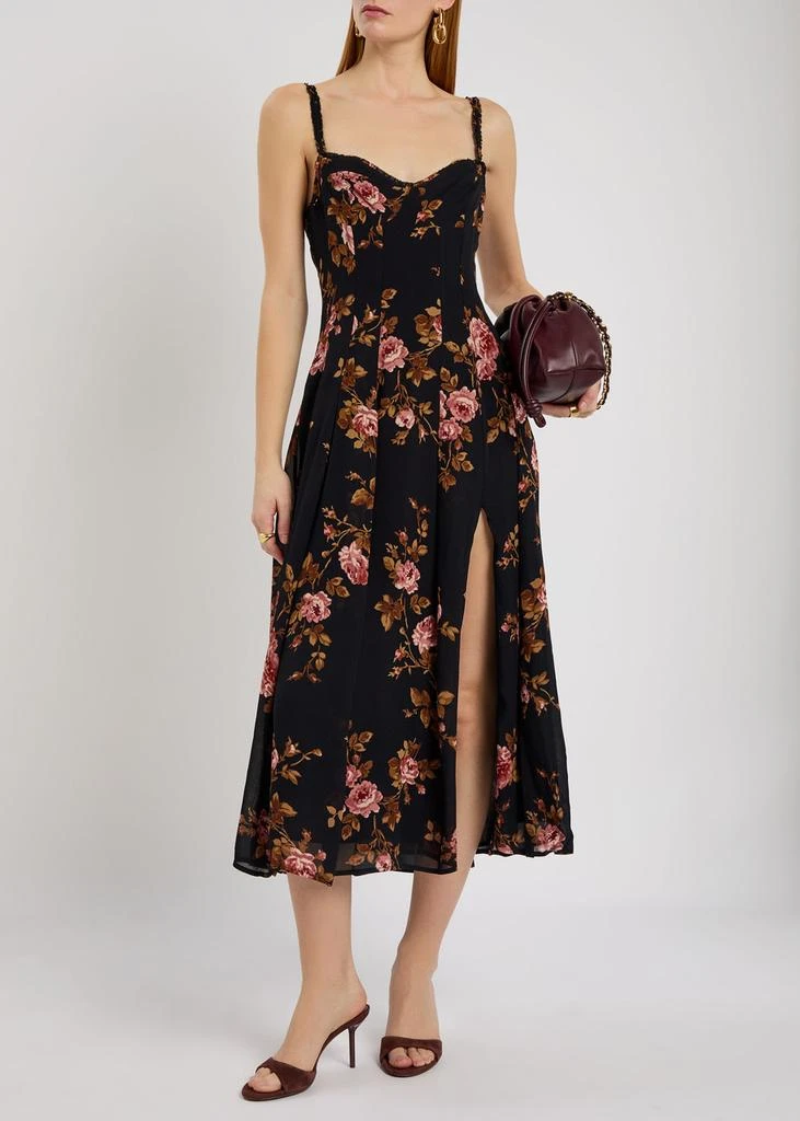 knee length dresses for ladies Reformation // Green Printed Midi Dress – VSP Consignment main image 1
