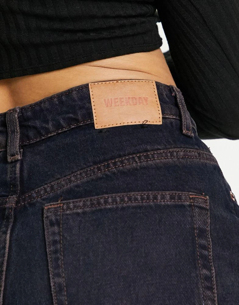Weekday Weekday Rowe extra high waisted straight leg jeans in teal blue wash 3