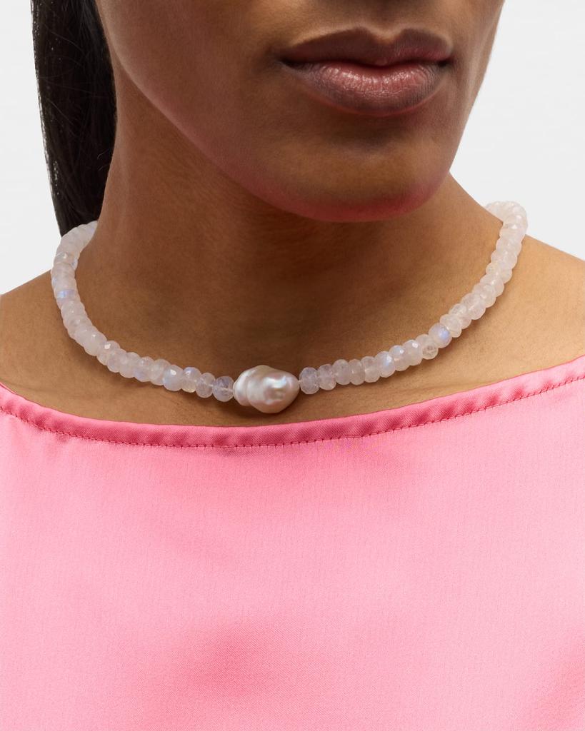 NEST Jewelry Moonstone Strand Necklace With Baroque Pearl