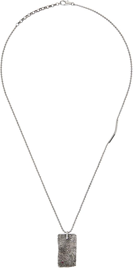 Title of Work Silver Distressed Dog Tag Necklace
