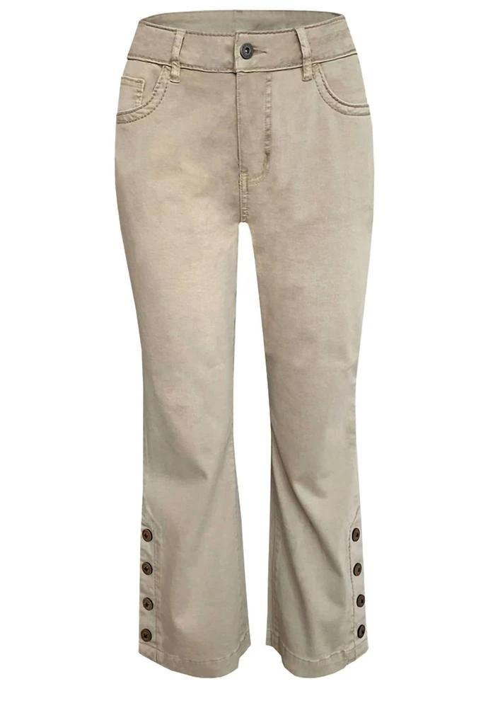 Ethyl Women's Button Trim Capri In Tan 1