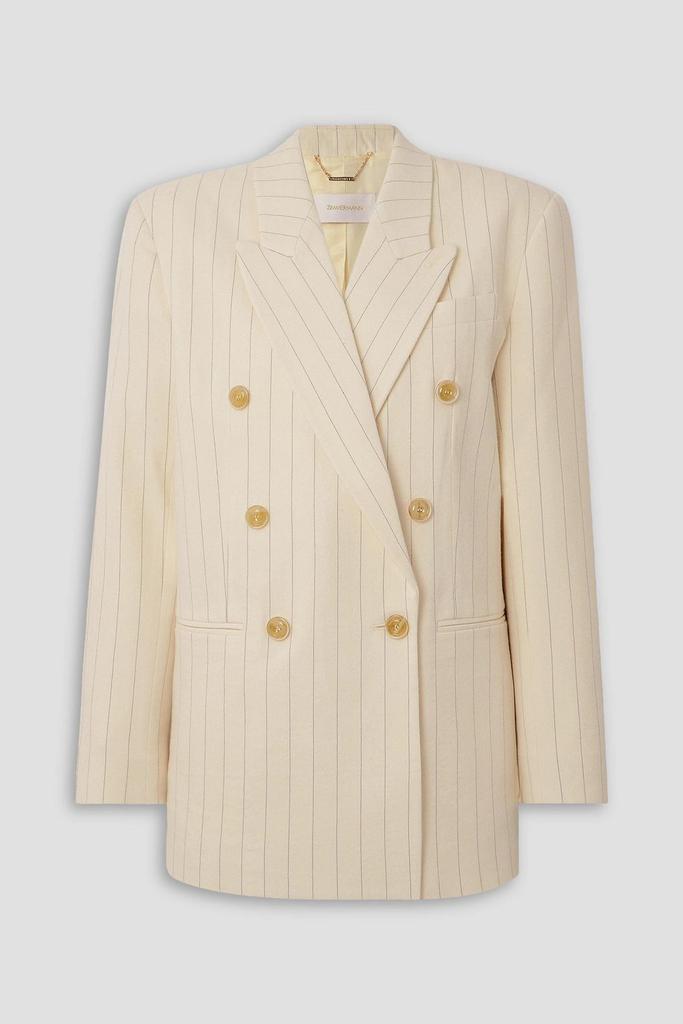 Zimmermann Luminosity oversized double-breasted pinstriped wool and cotton-blend blazer