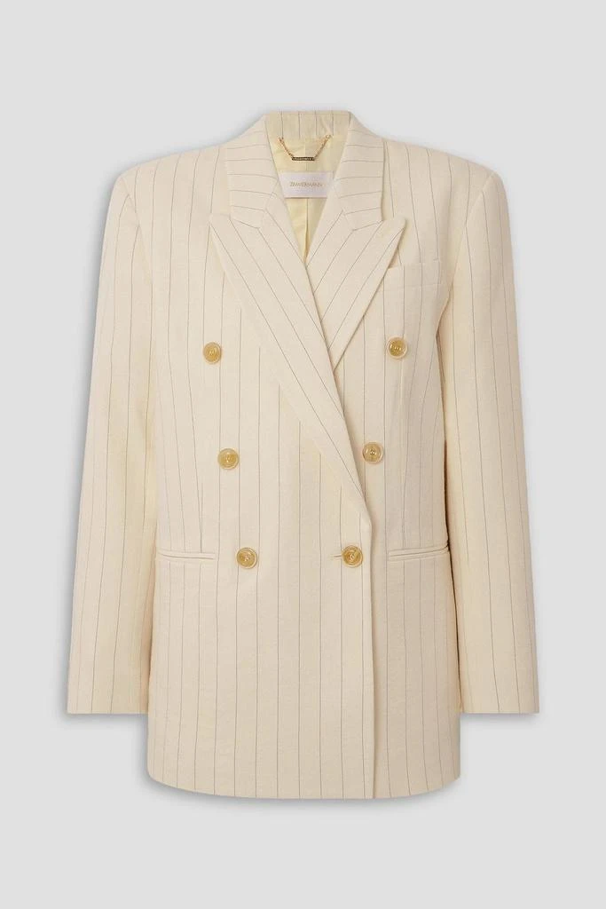 Zimmermann Luminosity oversized double-breasted pinstriped wool and cotton-blend blazer 1