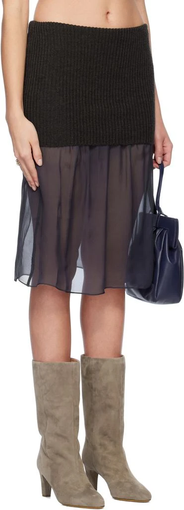 Paloma Wool Brown & Navy Holly Midi Skirt 2