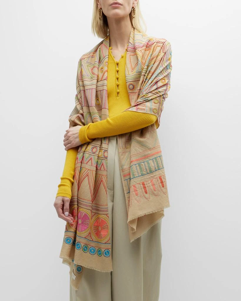 Janavi Bohemian City Merino Wool-Silk Scarf 2