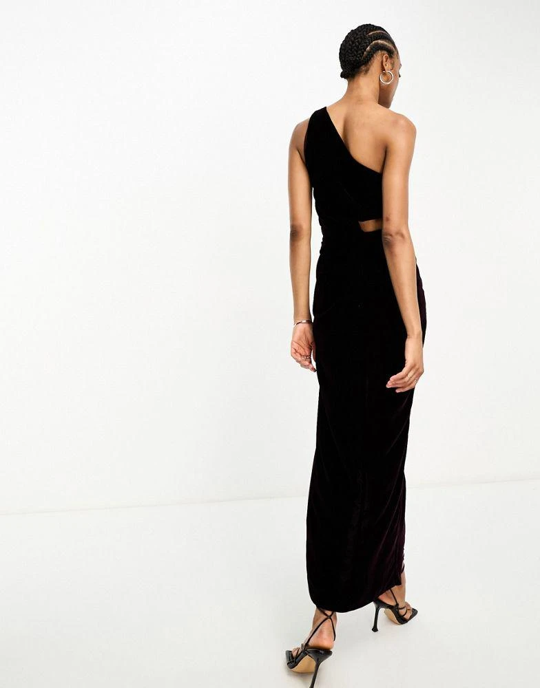 ASOS ASOS DESIGN Tall velvet knot detail midaxi dress with cut out detail in purple 2