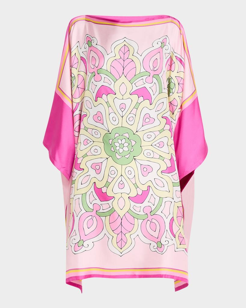 Rani Arabella Floral-Print Hand-Printed Silk Kaftcan