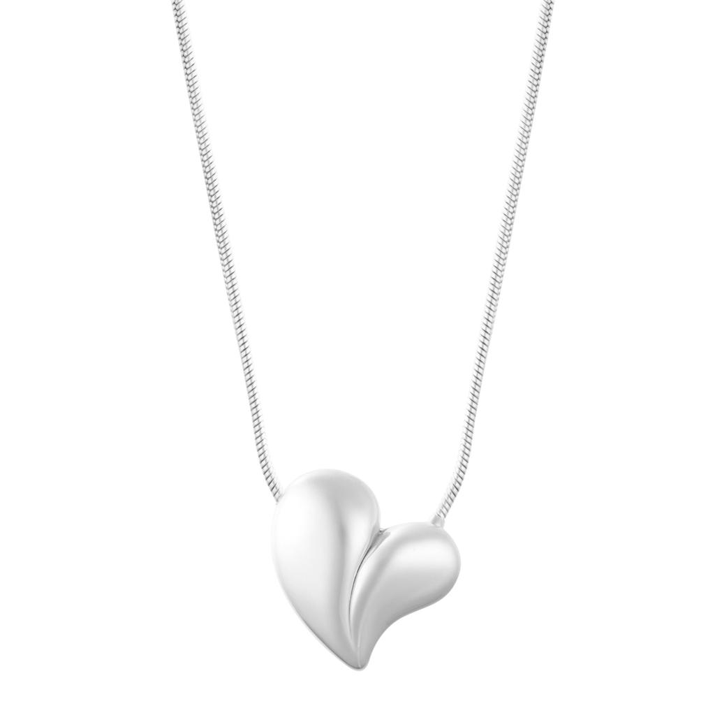 ADORNIA Tarnish Resistant Silver Plated Oversized Puffy Heart Necklace