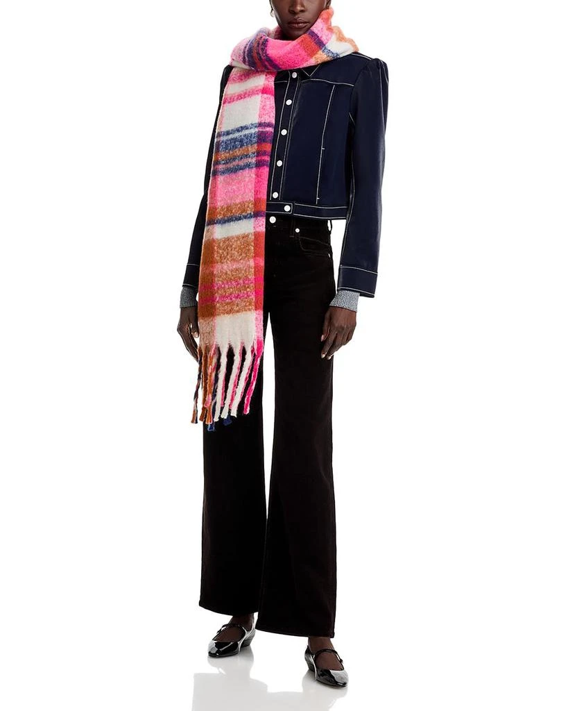 AQUA Lulla Madras Plaid Blanket Scarf 1