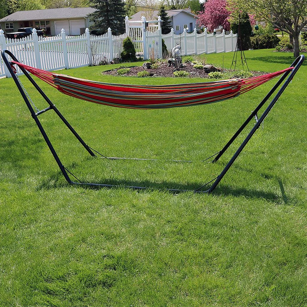 Sunnydaze Large Double Brazilian Hammock with Universal Stand - 450 lb Weight Capacity 3