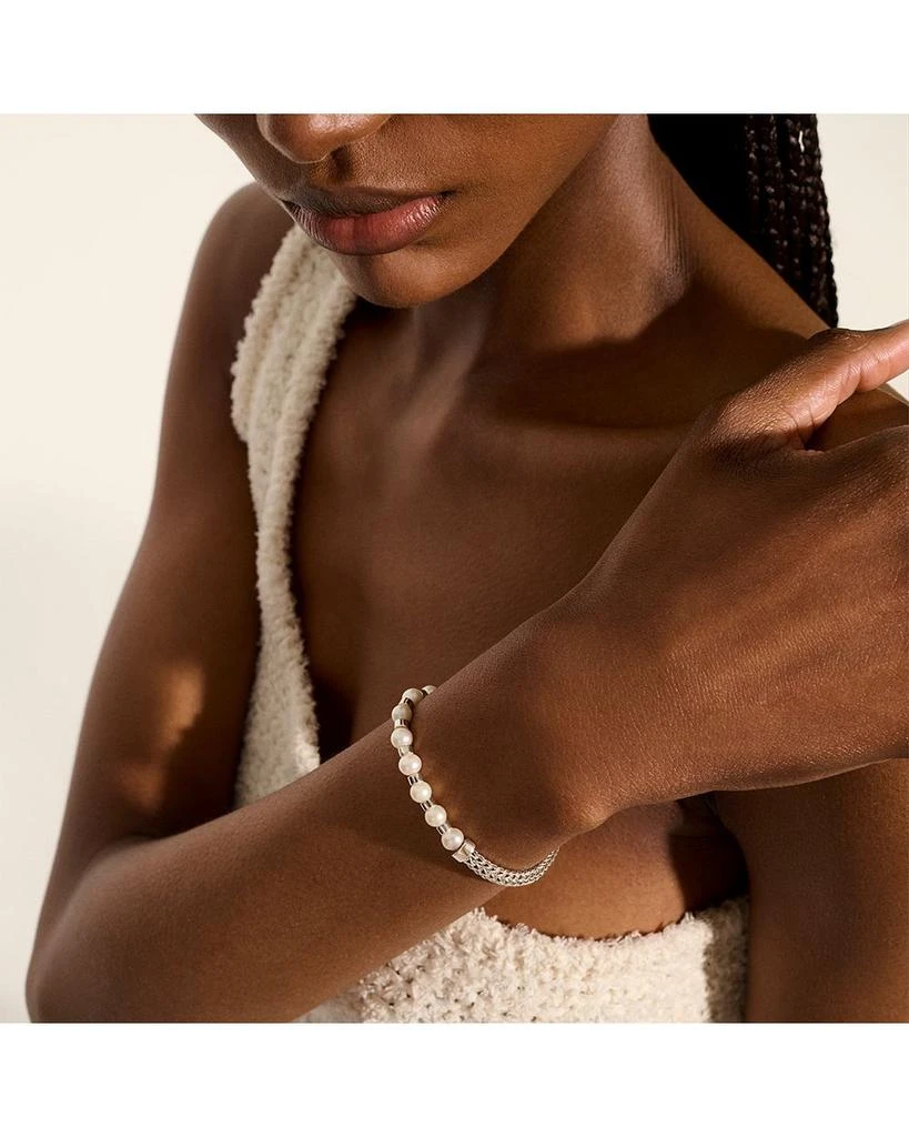 John Hardy Sterling Silver JH Essentials Cultured Freshwater Pearl Chain Bracelet 2