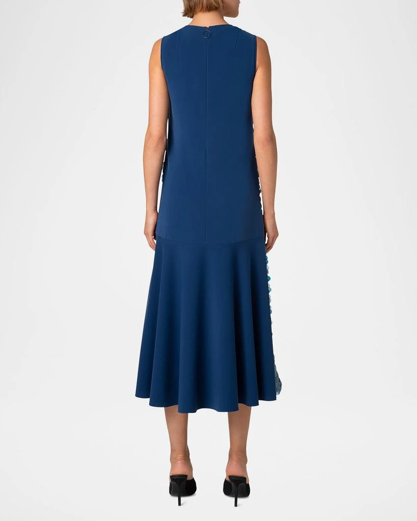 Akris Mix-Media Dot Sequined Flounce Midi Dress 4