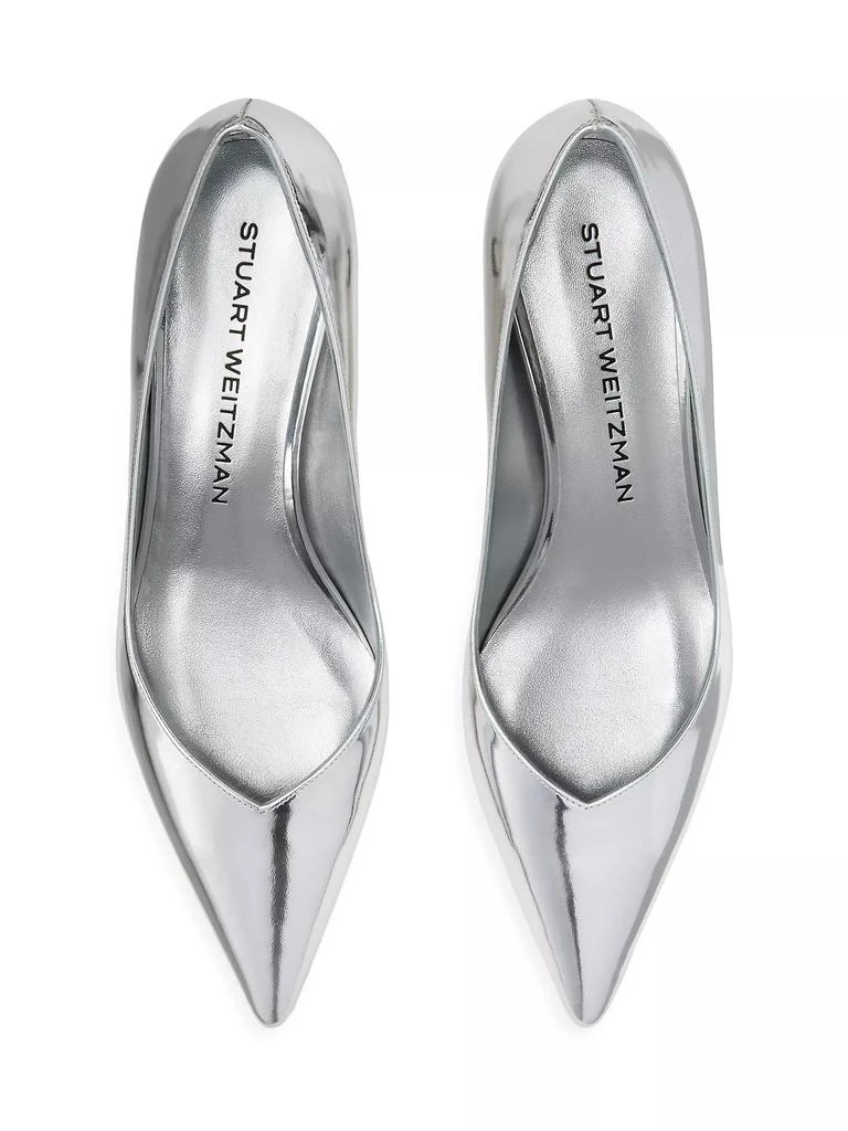Stuart Weitzman Eva 35MM Mirrored Leather Kitten-Heel Pumps 4