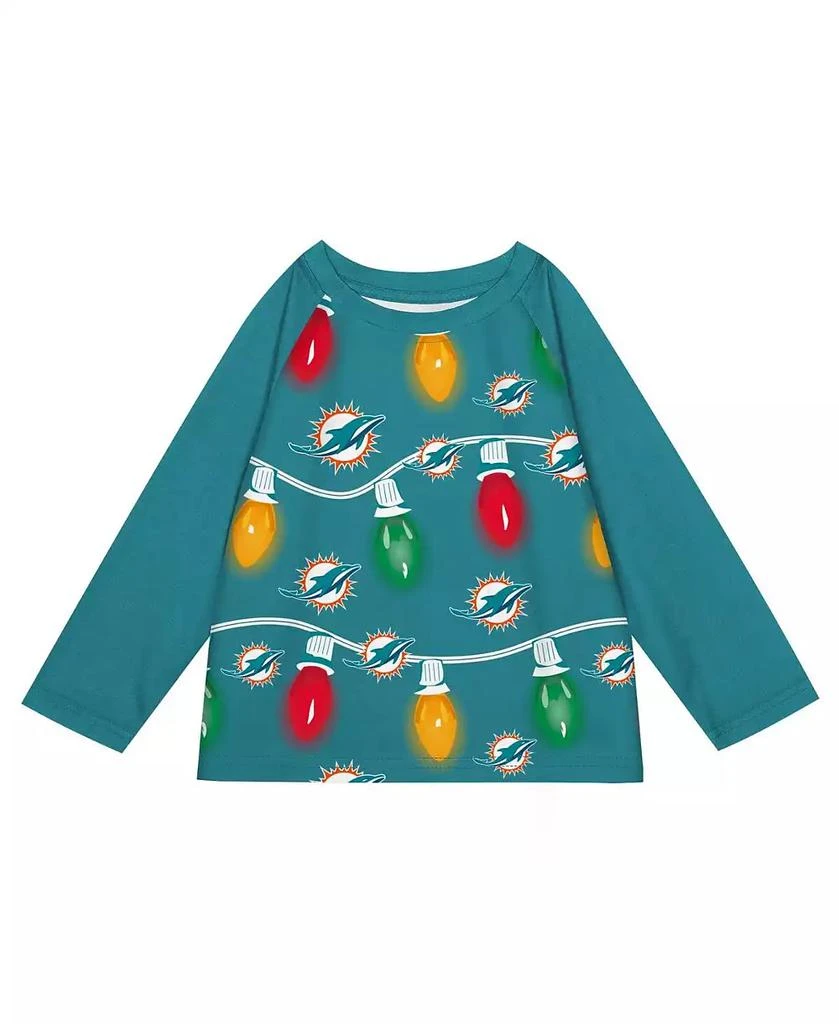 Outerstuff Toddler 2-Piece Miami Dolphins Garland Holiday Long Sleeve Pajama Set 2