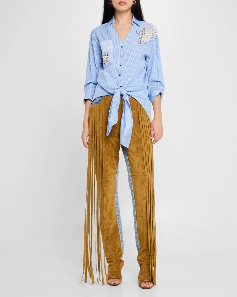Hellessy Tina Beaded Tie-Front Button-Down Shirt 2