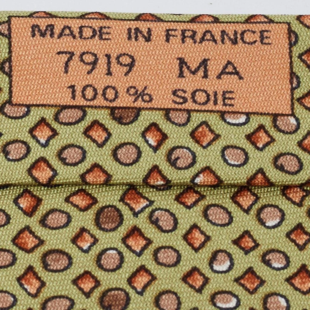 Hermes Hermès Green Geometric Shape Print Silk Traditional Tie 4