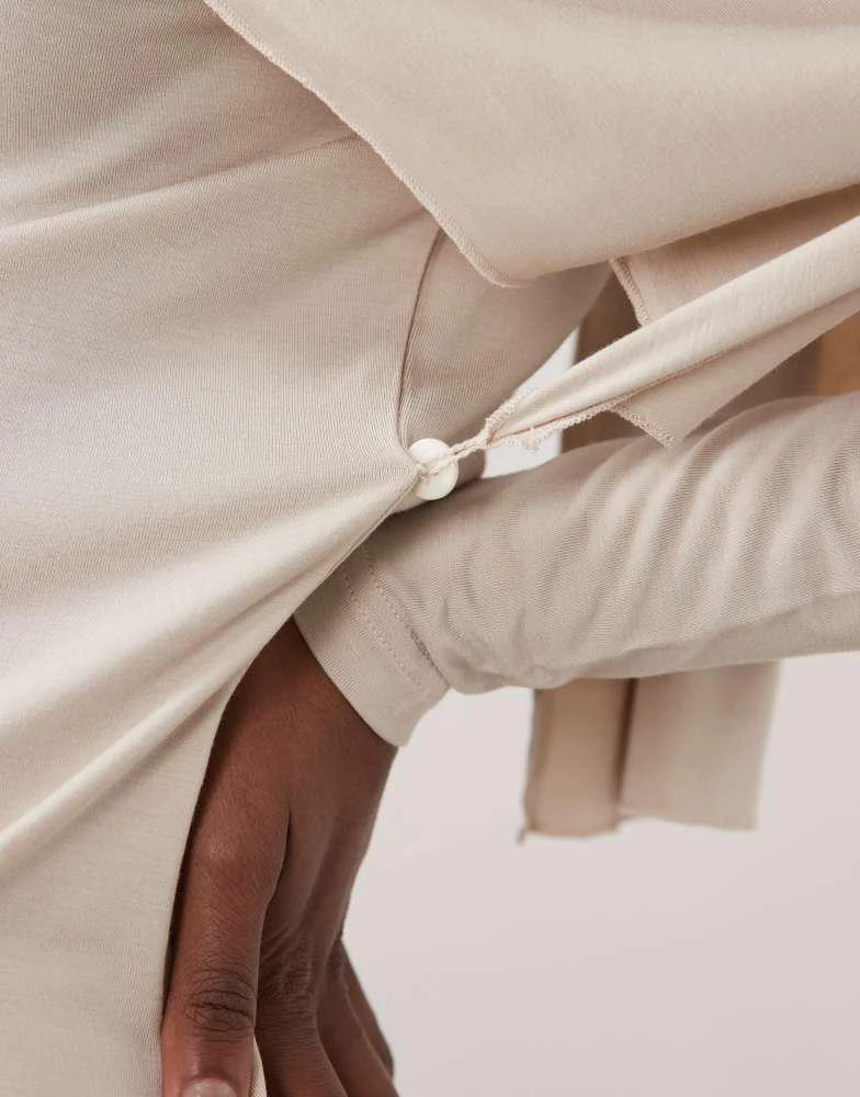 Iyal IYAL wrap cape detail top in mink 3