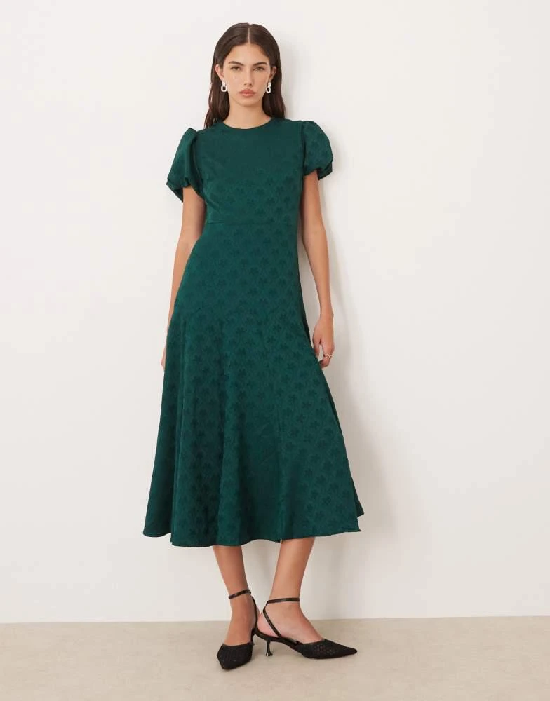 green emerald velvet dress Abbey Maxi Jacquard Dress Flora, Lime & Pink / XS main image 0