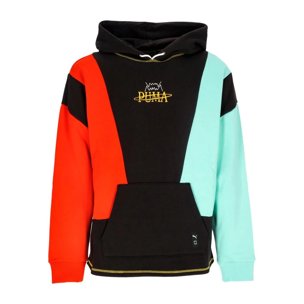 Puma Men's Hooded Sweatshirt In The Paint Pullover Black/color Block 1