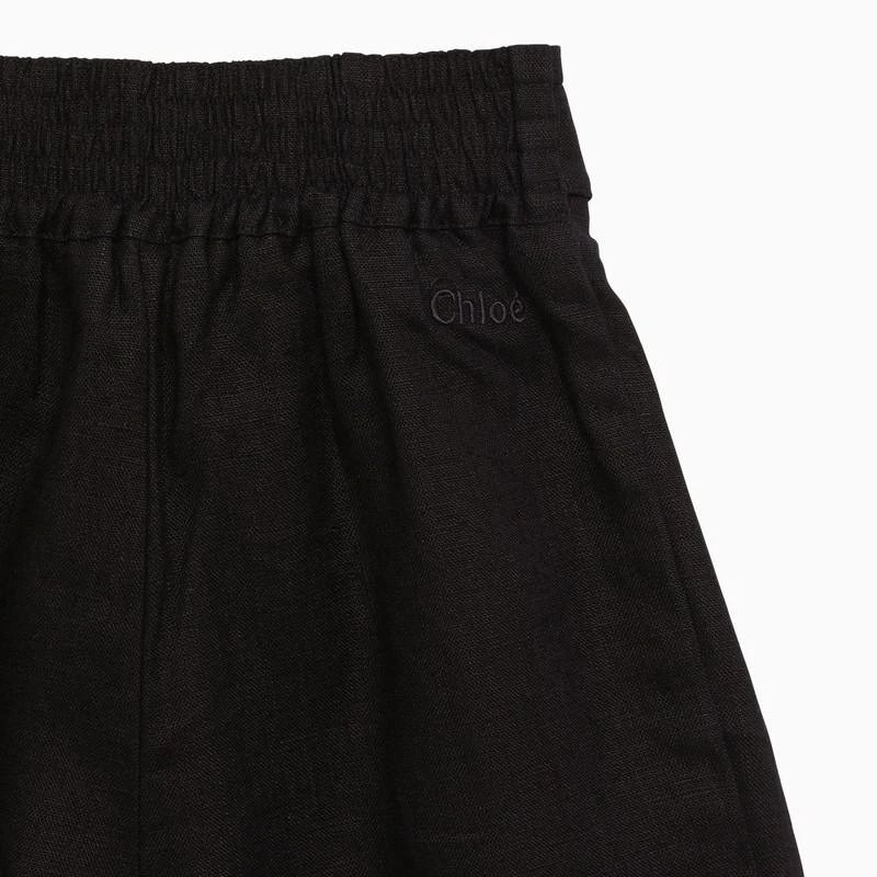 Chloé Navy blue linen trousers with bow 4