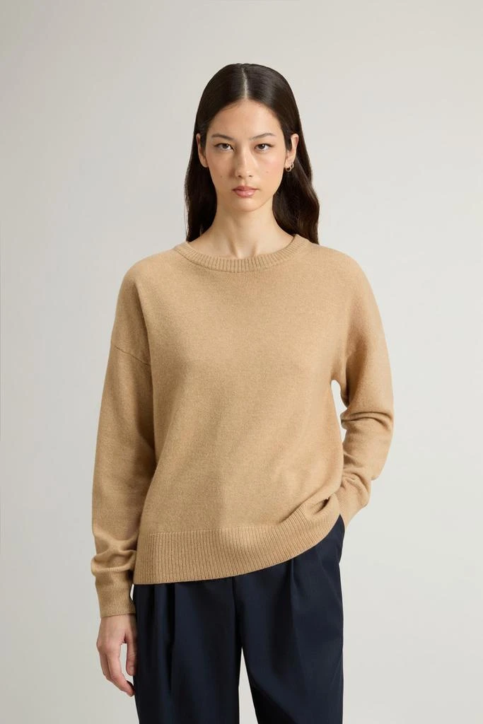 Woolrich Crewneck Sweater in Virgin Wool and Cashmere Blend - Women - Blue 1